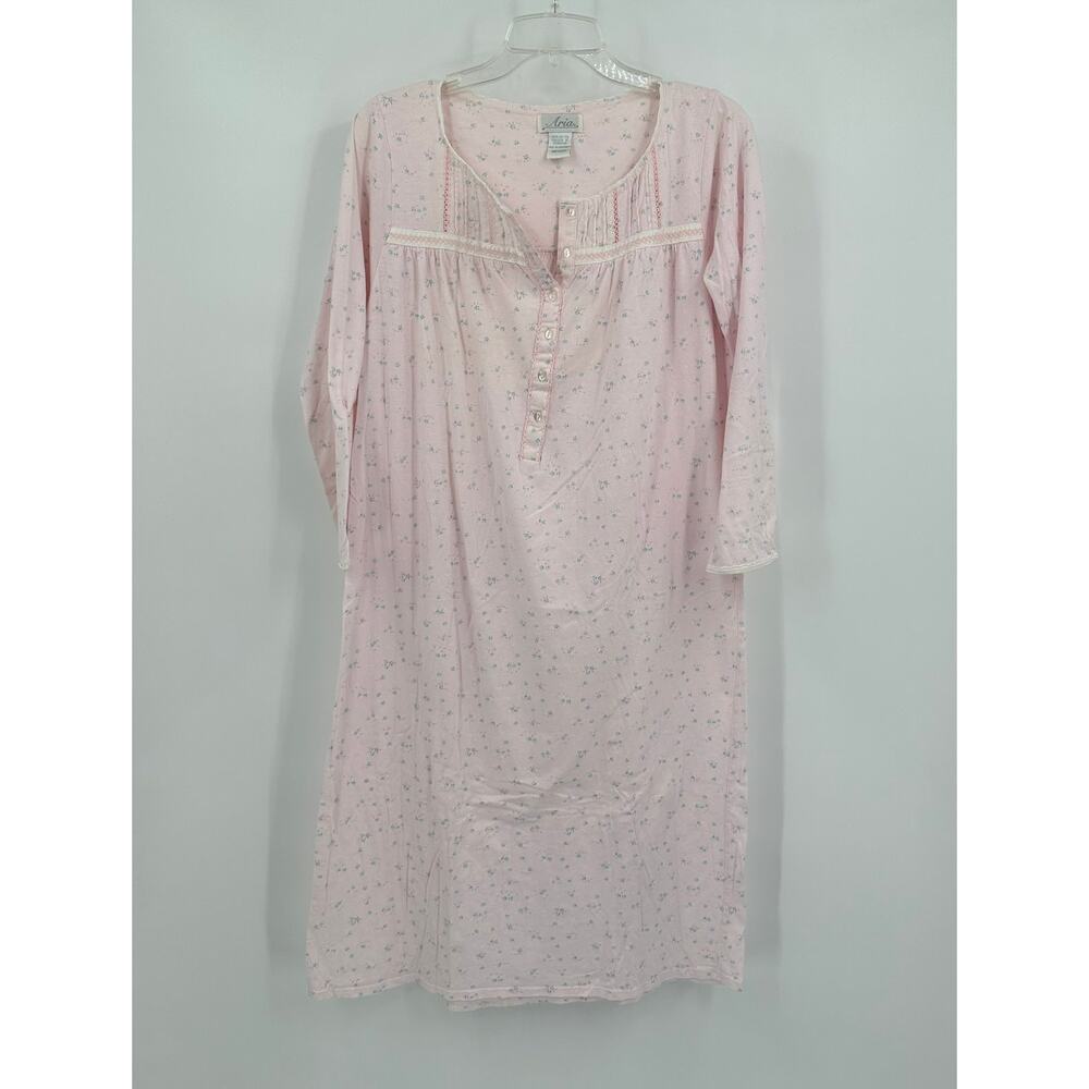 Aria Womens Size M Pink Floral Nightgown‎ Cottagecore Prairie Dainty Feminine